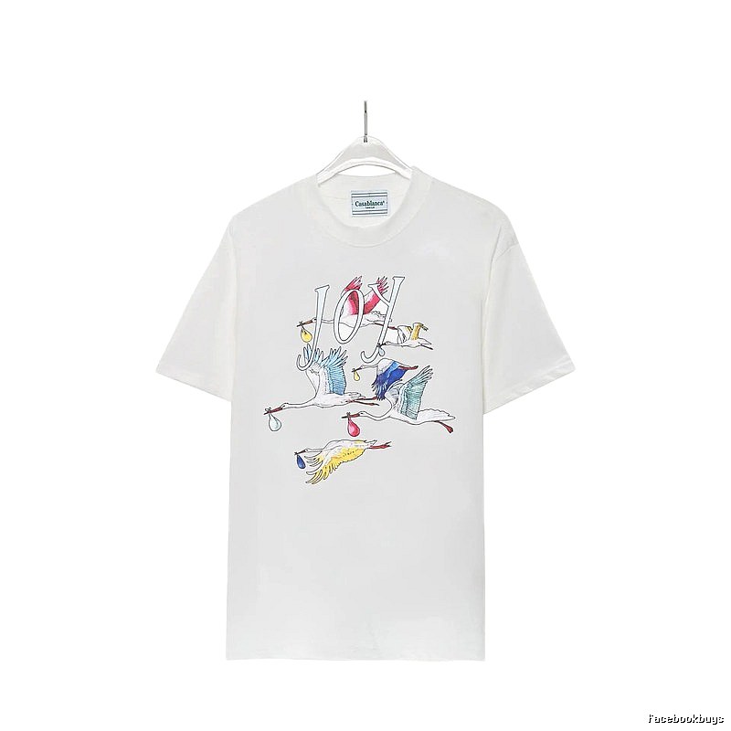 Casablanca Crane Print Wind White T-shirt