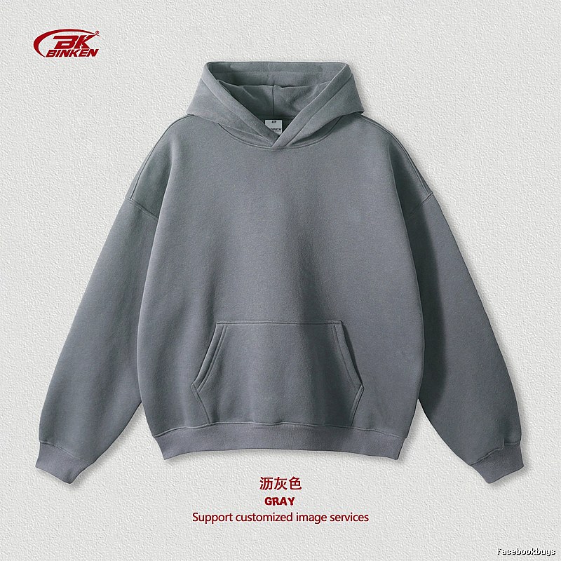 Casual Pullover hoodie Navy Blank Kangaroo for Streetwear Looks