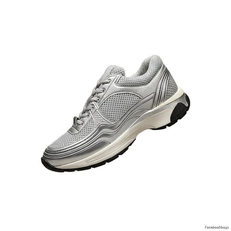 Chanel silver sporty running shoes