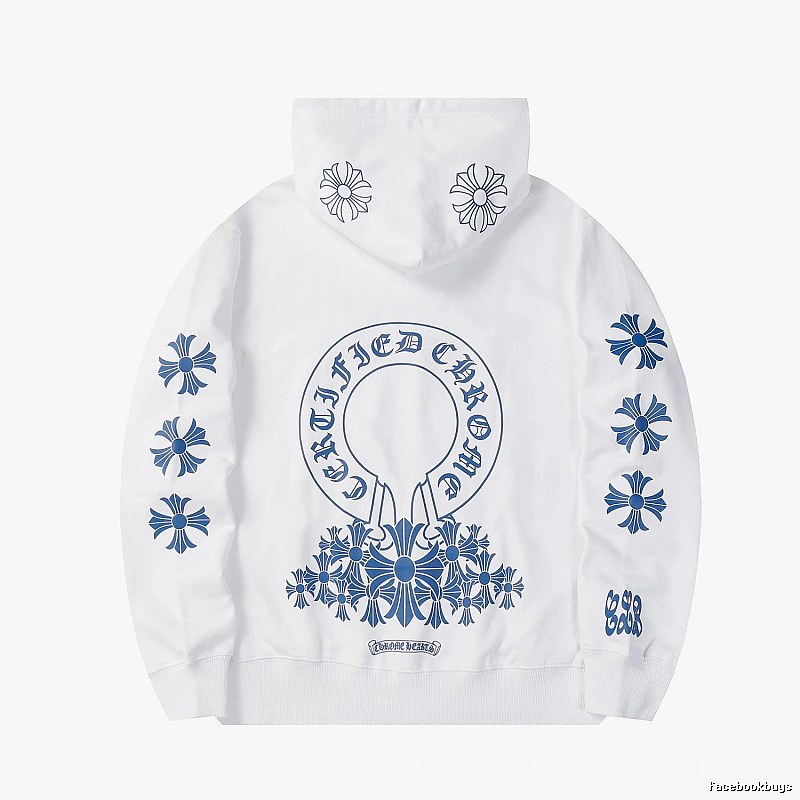 Chrome Hearts 2088-82 White Cross Graphic Hoodie Relaxed Styling