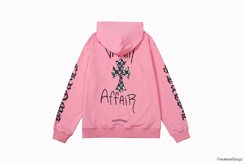 Chrome Hearts 2088-91 Pink Red Cross Graphic Hoodie Campus Look