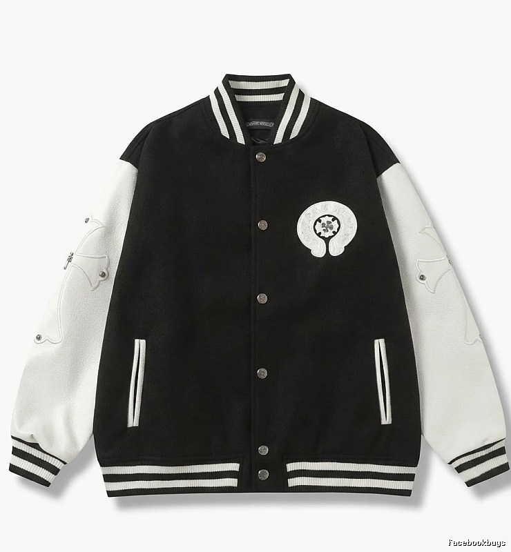 Chrome Hearts Baseball Style Black and White Jacket