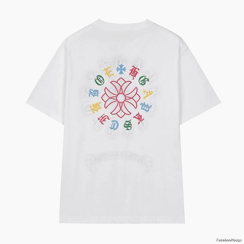 Chrome Hearts Colorful Embroidered Street Style White T-Shirt