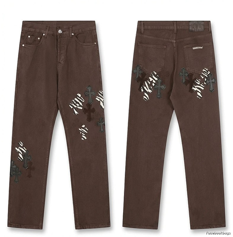 Chrome Hearts Cross Dark Style Brown Pants