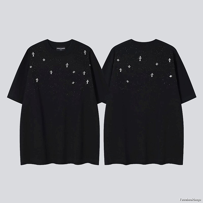Chrome Hearts Cross Embroidered Street Style Black Short-sleeve T-shirt