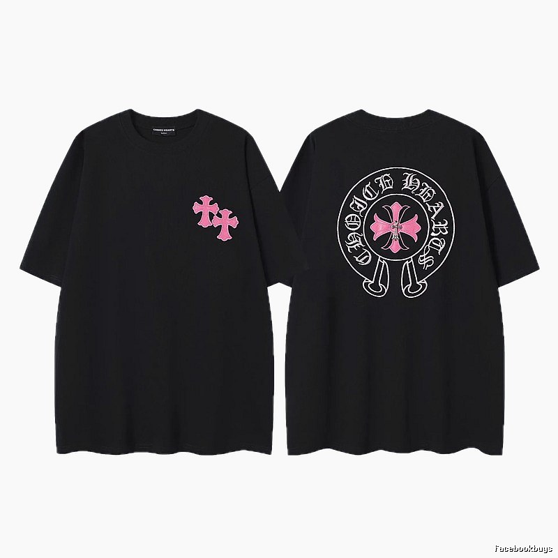 Chrome Hearts Cross Embroidered Street-style Black T-Shirt