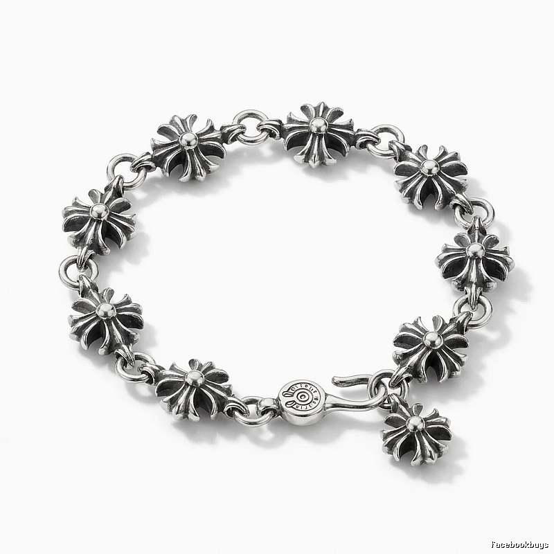 Chrome Hearts Cross Flower Silver Bracelet