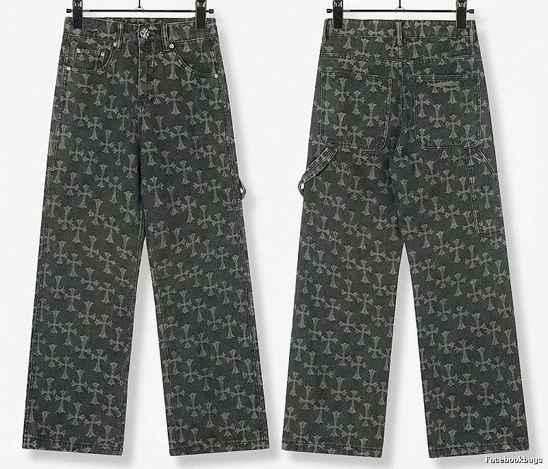Chrome Hearts cross print black jeans