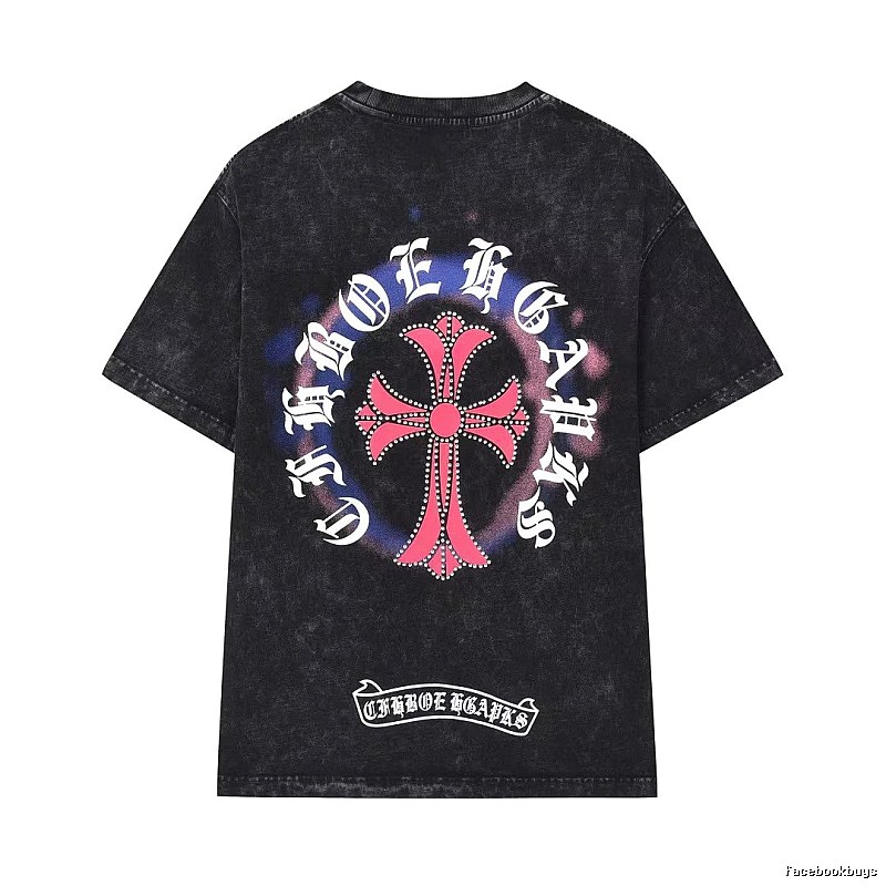 Chrome Hearts Cross Vintage Distressed Black Short Sleeve T-shirt