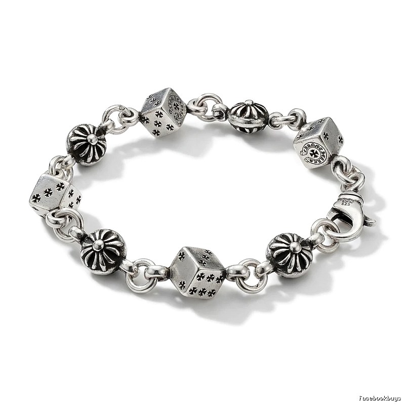 Chrome Hearts Dice Retro Style Silver Bracelet