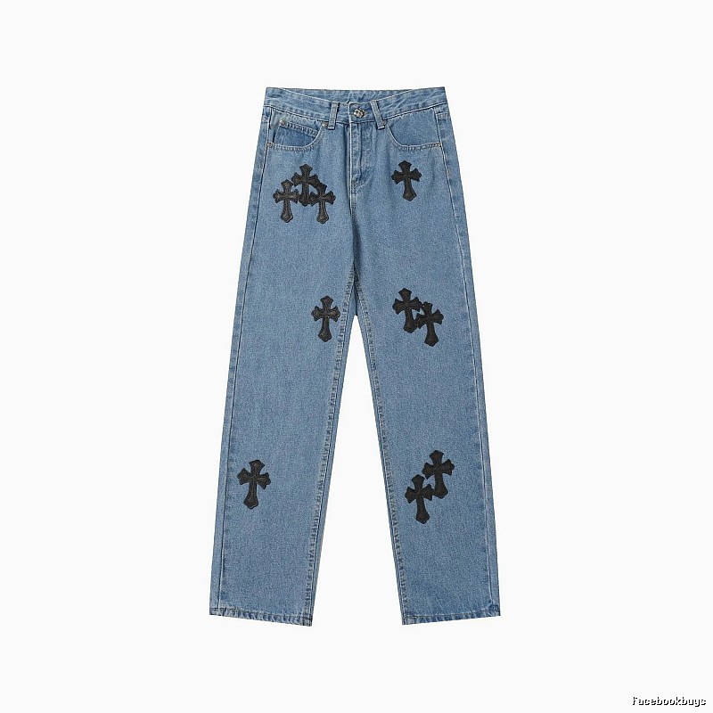 Chrome Hearts Easy Match Graphic jeans Light Denim Jeans for Leisure Wear