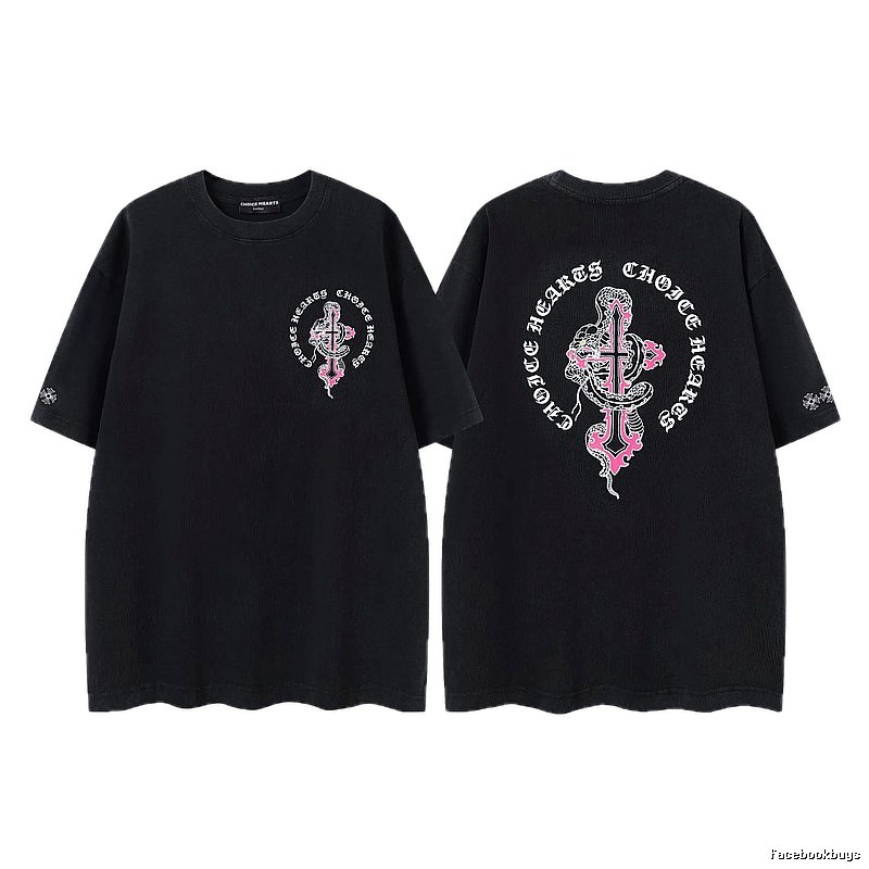 Chrome Hearts Gothic Style Snake & Cross Black Short-Sleeve T-Shirt