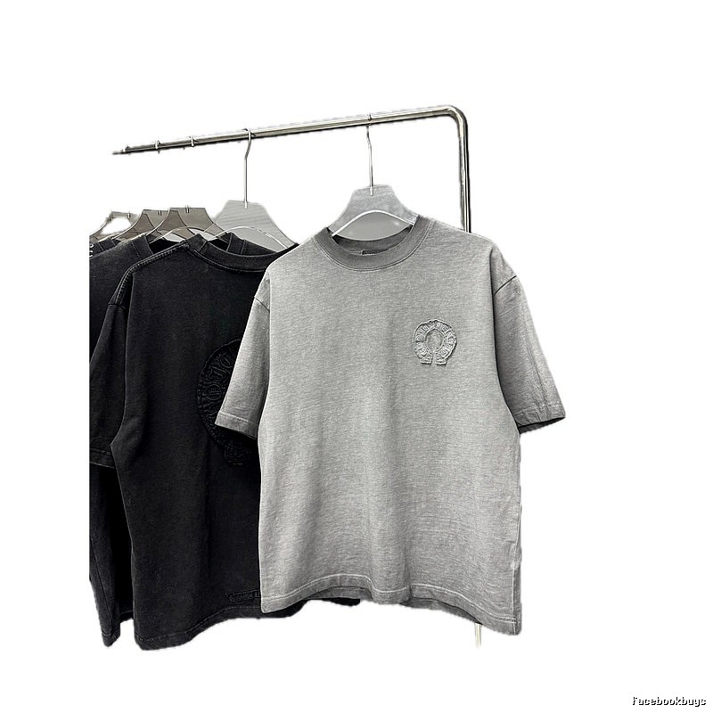 Chrome Hearts Horseshoe Logo Trendy & Cool Grey Short-sleeve T-shirt
