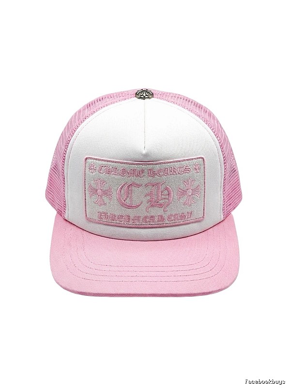 Chrome Hearts Pink and White Patchwork Trendy Hat