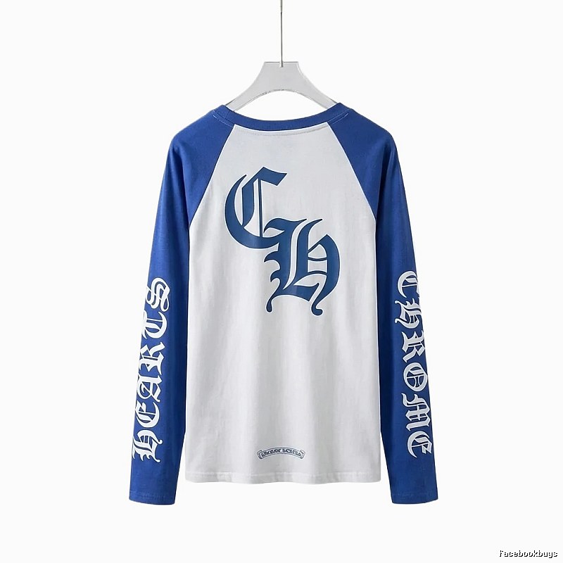 Chrome Hearts retro-style blue and white long-sleeved shirt