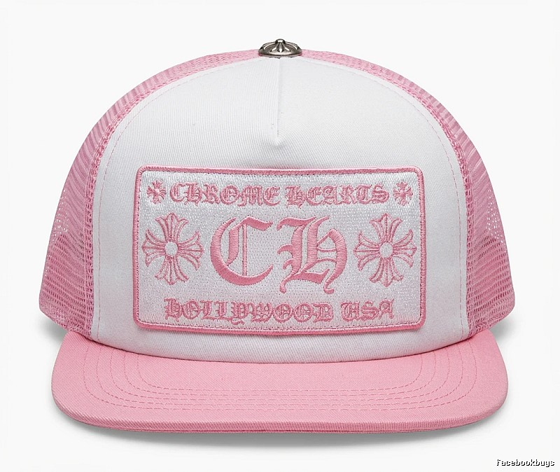 Chrome Hearts Retro Style Pink and White Hat