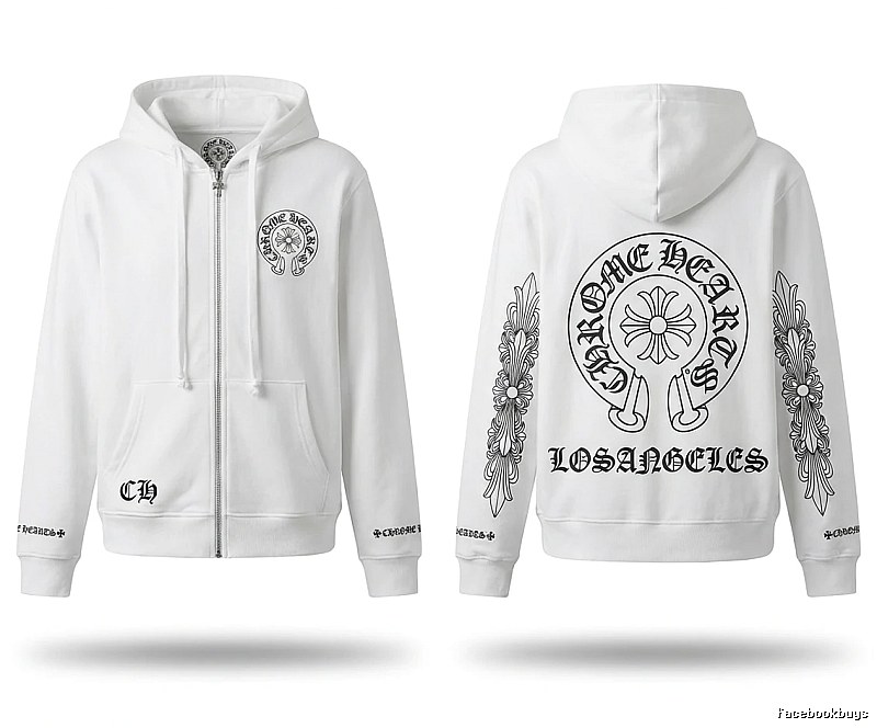 Chrome Hearts Retro Style White Hoodie