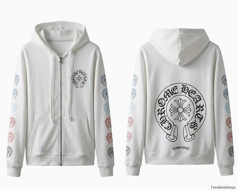 Chrome Hearts White Hoodie with Horseshoe Print Style