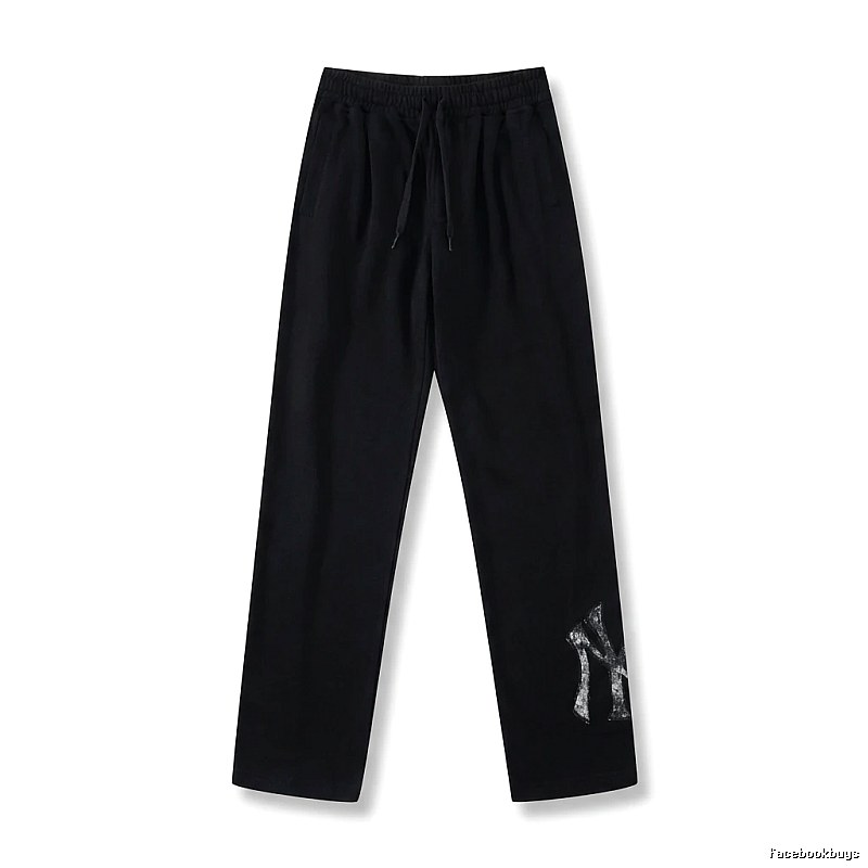 Classic trendy brand black trousers of MLB