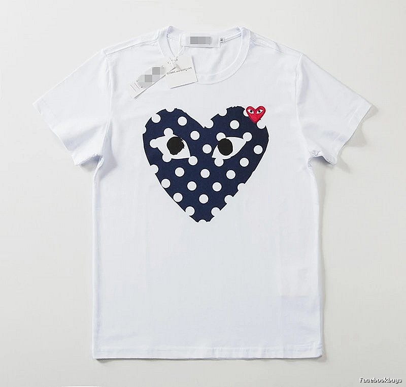 Comme des Garcons PLAY 2021-17 Blue Style 2117 Heart Logo T-Shirt Weekend Wear