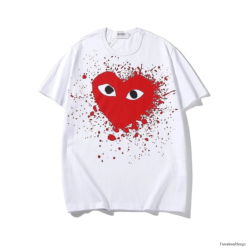 Comme des Garcons PLAY 2023-15 White Style 2315 Heart Logo T-Shirt Easy Pairing