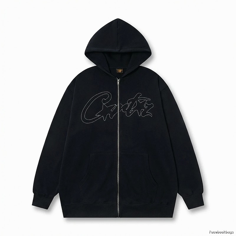 Corteiz minimalist style black hoodie