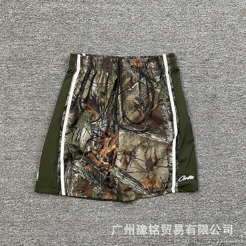 Corteiz Street Style Camouflage Army Green Athletic Shorts
