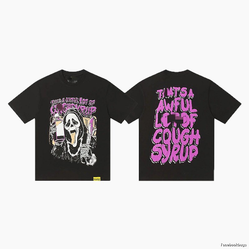 COUGH SYRUP Grimace Print Street Style Black T-Shirt