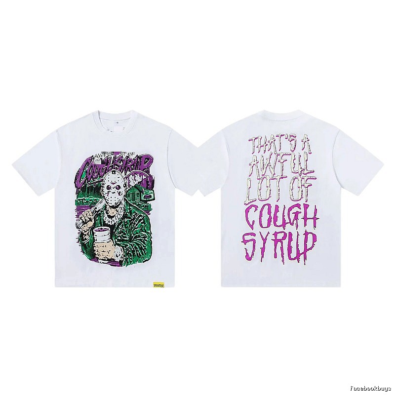 COUGH SYRUP Jason Print Street Style White T-shirt