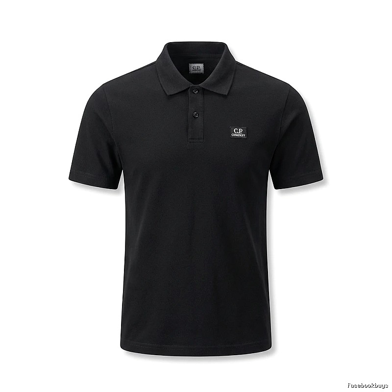 C.P. Simple Style Black Polo Shirt