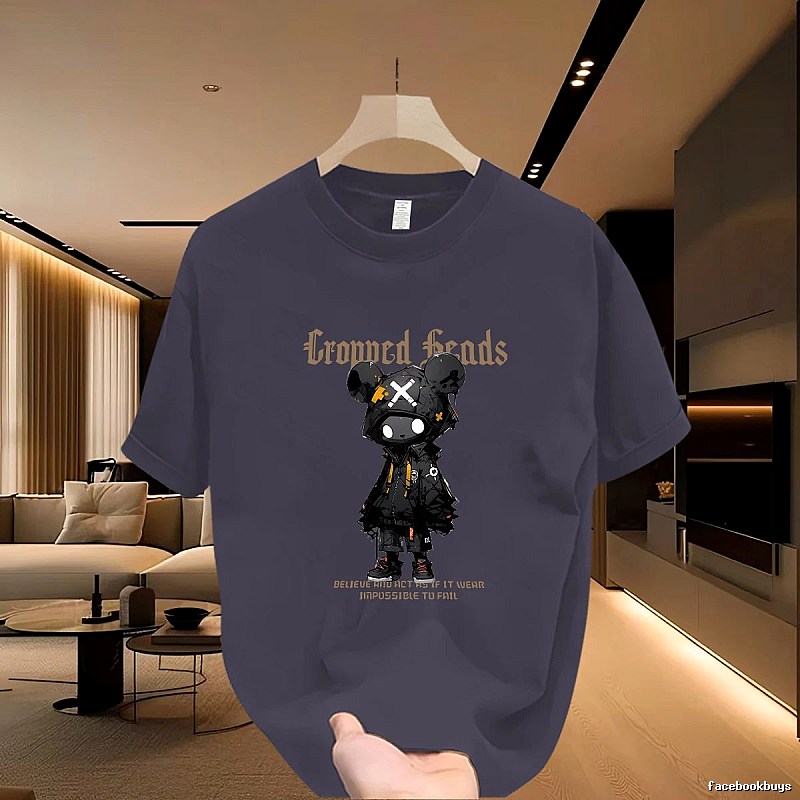 Crowned Heads Mechanical Bear Street Style Charcoal Gray T-Shirt