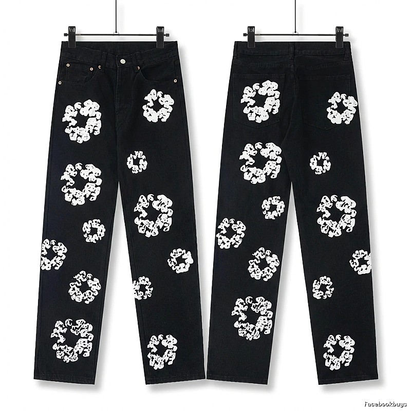 DENIM TEARS Printed Retro-Style Black Pants