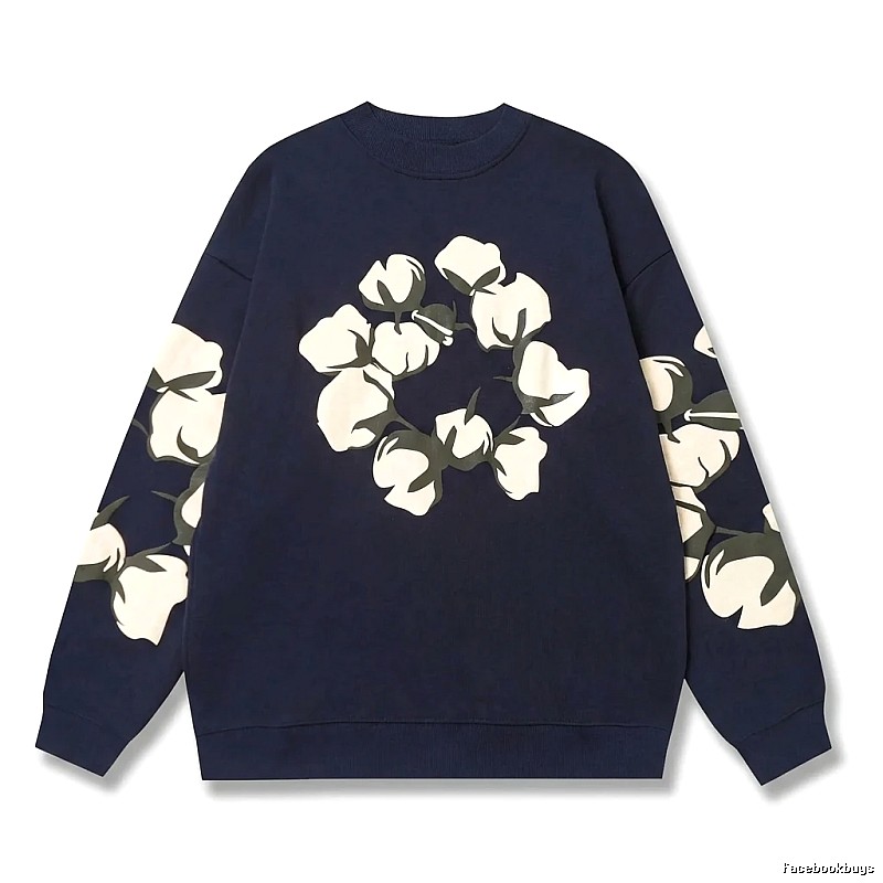 DENIM TEARS Retro Style Navy Blue Sweatshirt