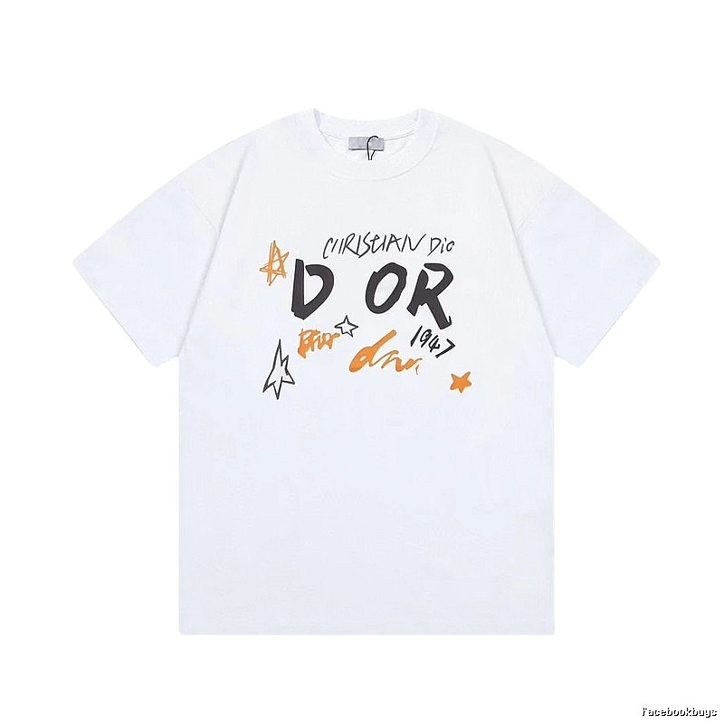 Dior 1947 Trendy Graffiti Style White T-Shirt