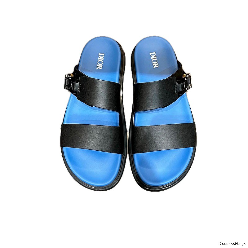 Dior Casual Collection Minimalist Style Blue and Black Slide Sandals