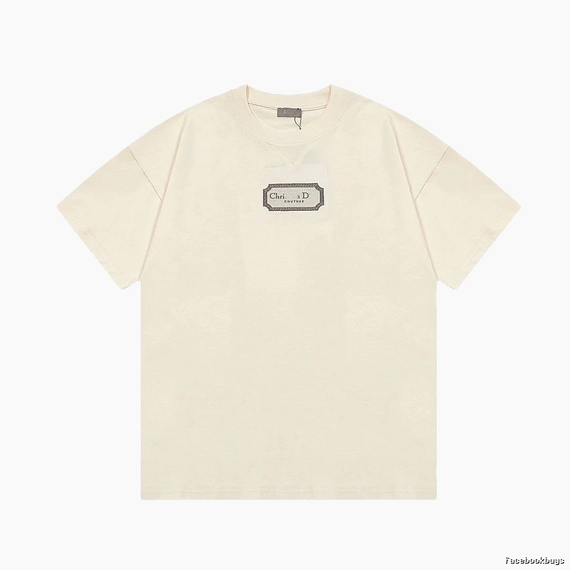 Dior Couture Minimalist Style Off-White Short-sleeve T-shirt
