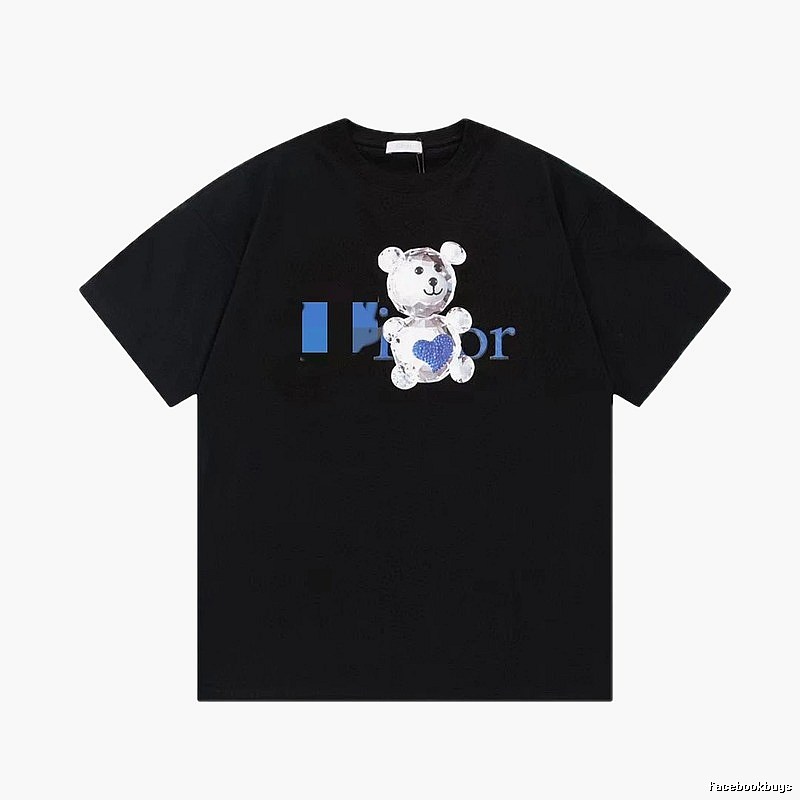 Dior Crystal Bear Cool & Trendy Style Black Short-sleeve T-shirt