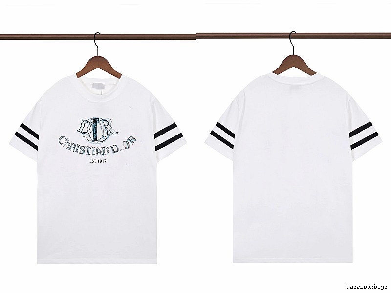 Dior Embroidered Collection Vintage Style White Short-sleeve T-shirt