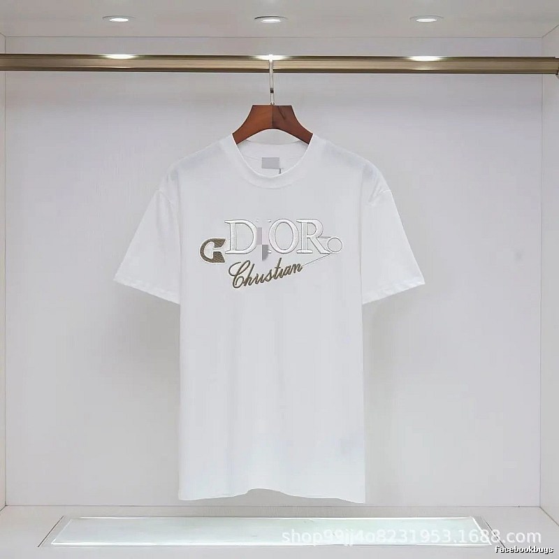 Dior Embroidered Light Luxury Style White Short-sleeve T-shirt