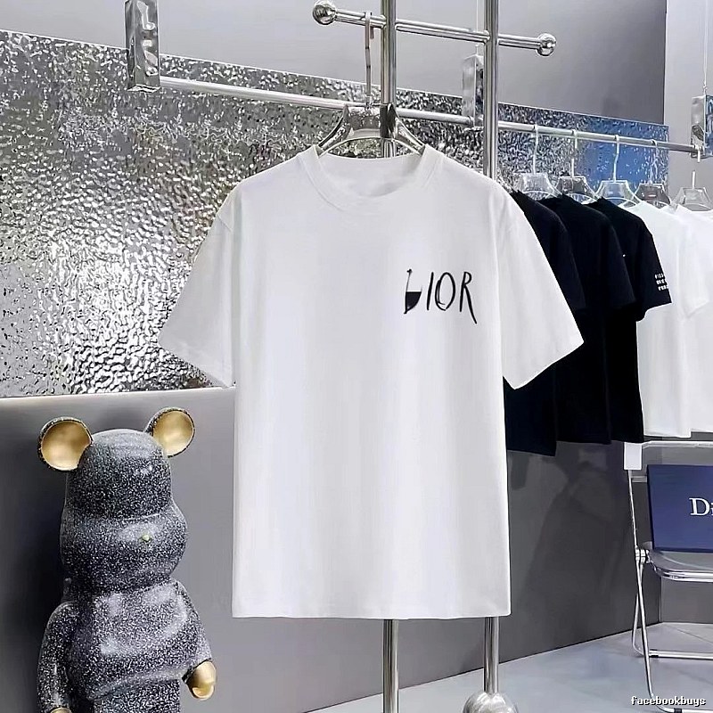 Dior Graffiti Casual Style White Short-sleeve T-shirt