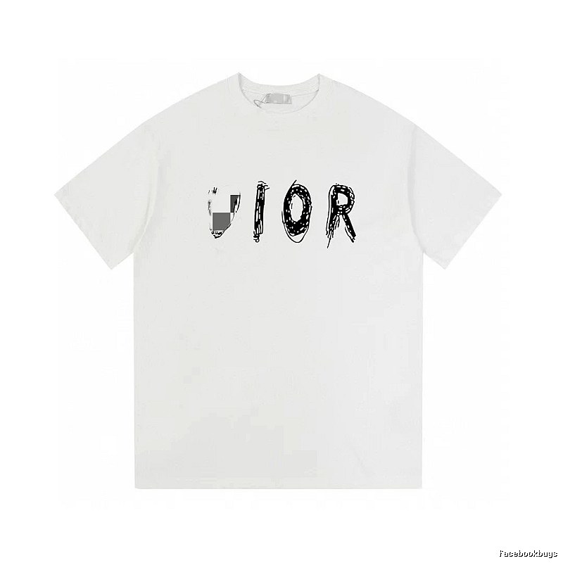 Dior Graffiti Street Style White Short-sleeve T-shirt
