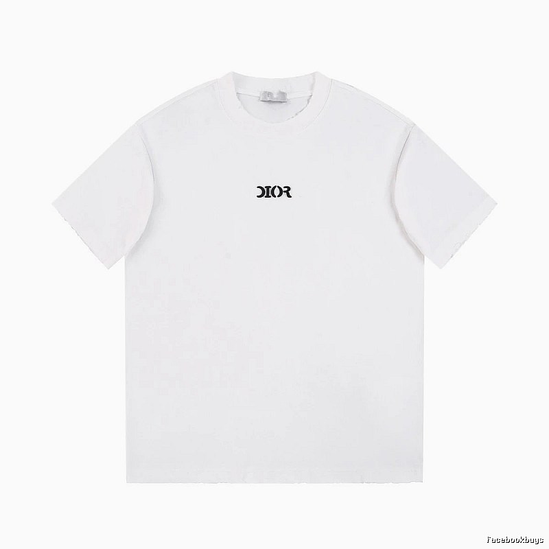Dior Minimalist Style Embroidered Logo White Short-sleeved T-shirt
