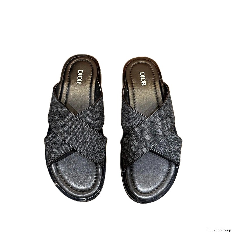 Dior Oblique Casual Style Black Slides