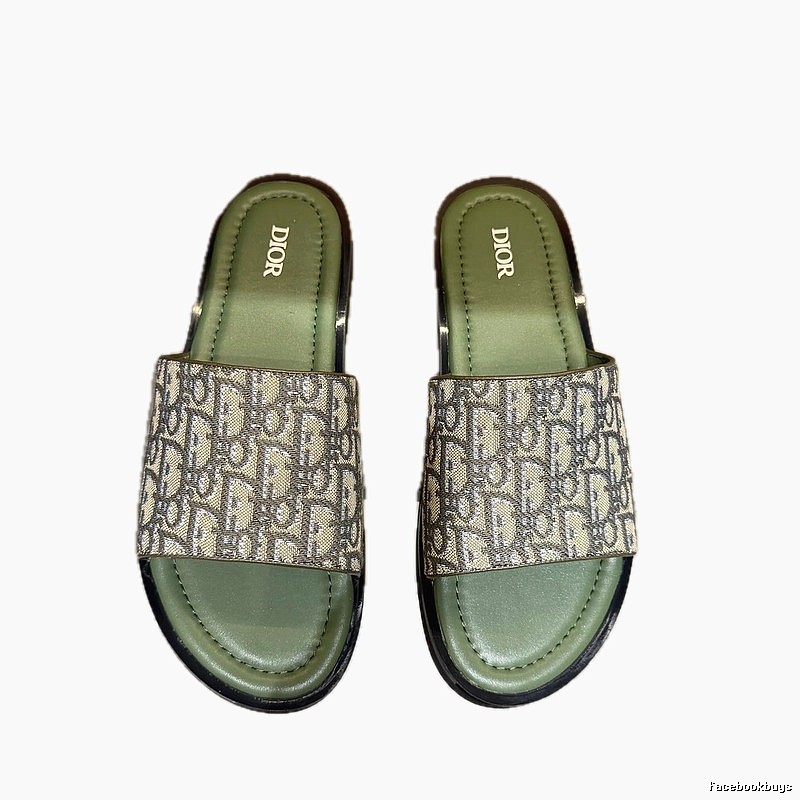 Dior Vintage Monogram Green Slides