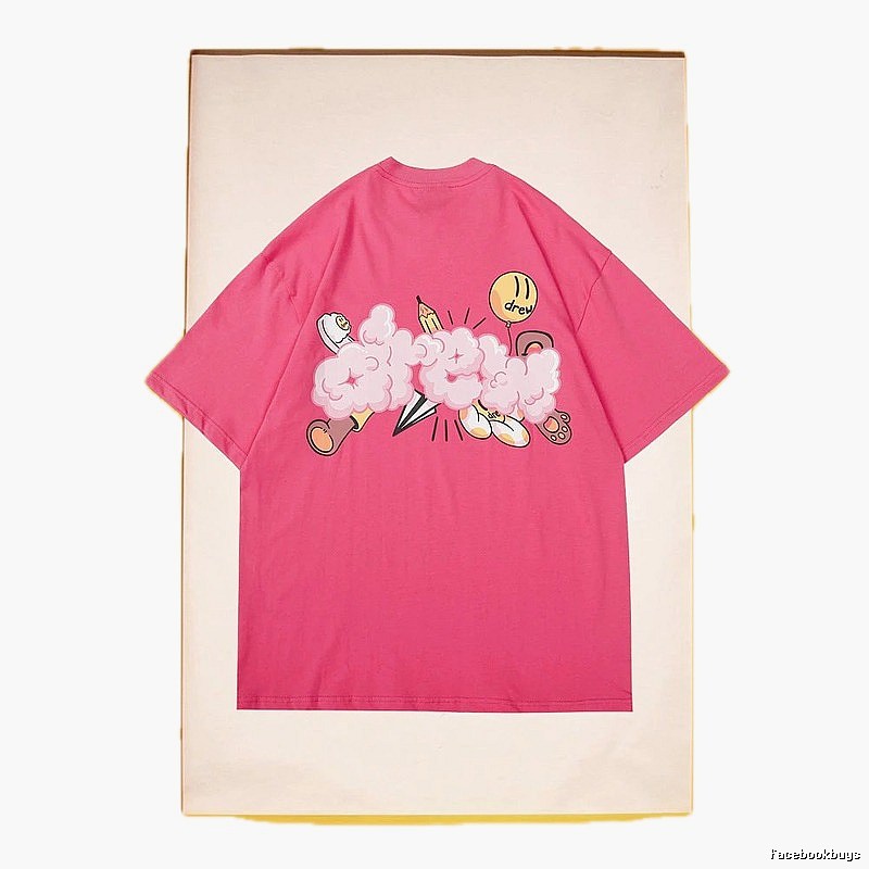 DREW Cloud Print Street Style Pink T-Shirt