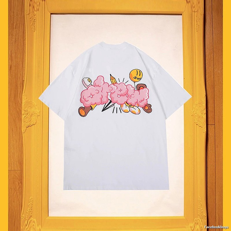 DREW Cloud Print Street Style White Short-sleeve T-shirt