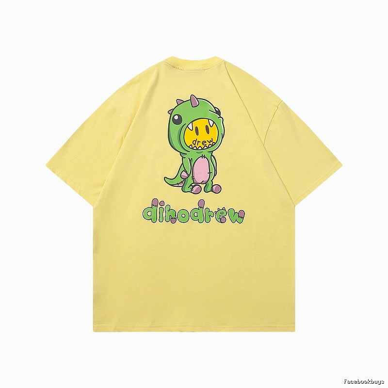 DREW Dinosaur Print Street Style Yellow Short-sleeve T-shirt