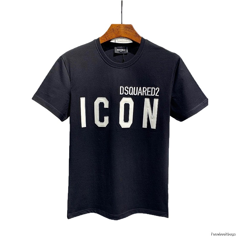 DSQ ICON Trendy Streetwear Style Black Short-sleeve T-shirt