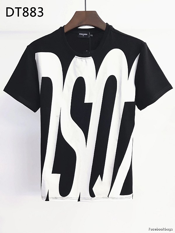 DSQ Large Letter Street Style Black and White Short Sleeve T-Shirt