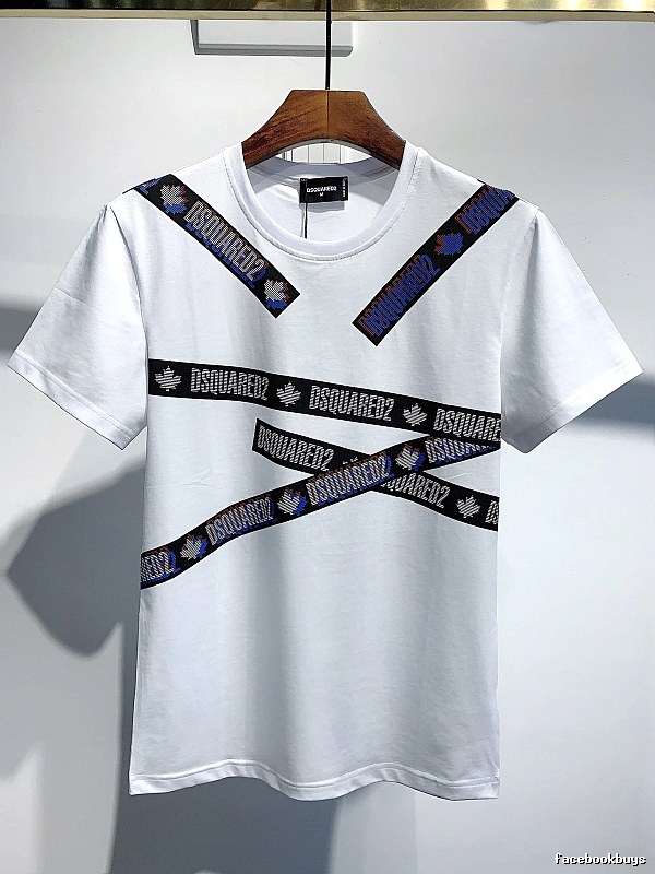 DSQUARED2 Webbing Streetwear Brand White Short-sleeve T-shirt